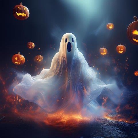 ハロウィーンの白い浮遊霊