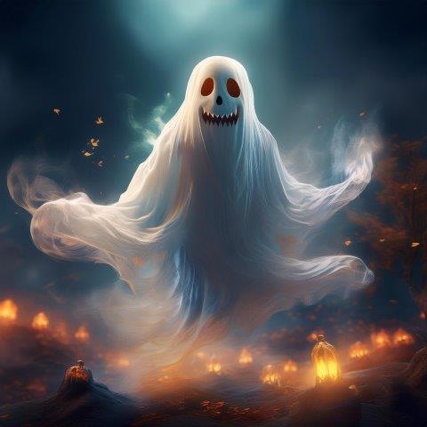 浮遊するハロウィーンの幽霊