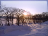 阿寒湖の夕日の無料画像