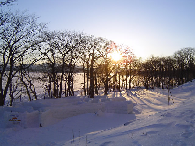 屈斜路湖の冬のフリー写真素材・無料画像