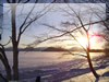 屈斜路湖の日の出の無料写真素材