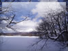 大沼国定公園の雪景色のフリー写真素材・無料画像
