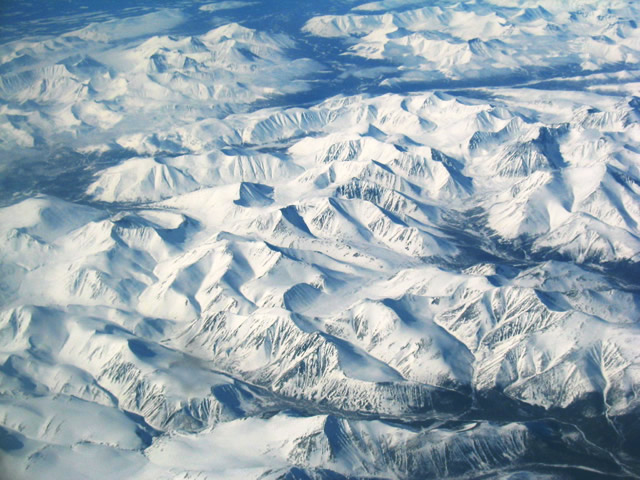 スイスの航空写真　雪山