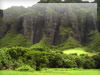 岩山・渓谷の無料画像　ハワイの岩山と渓谷（オアフ島クアロア牧場）