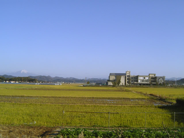 富士と田園風景のフリー写真素材・無料画像