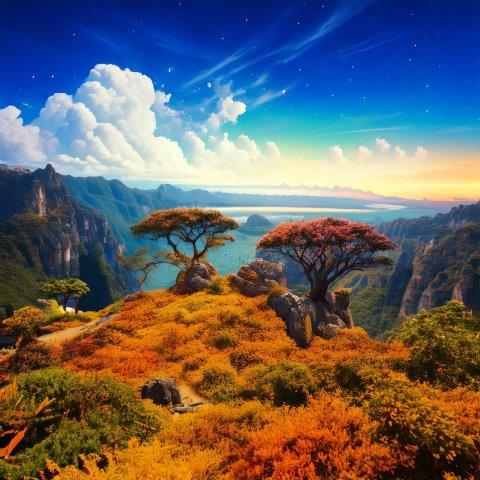 神秘的な崖の上の景色