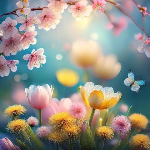 、春の花々の写真素材