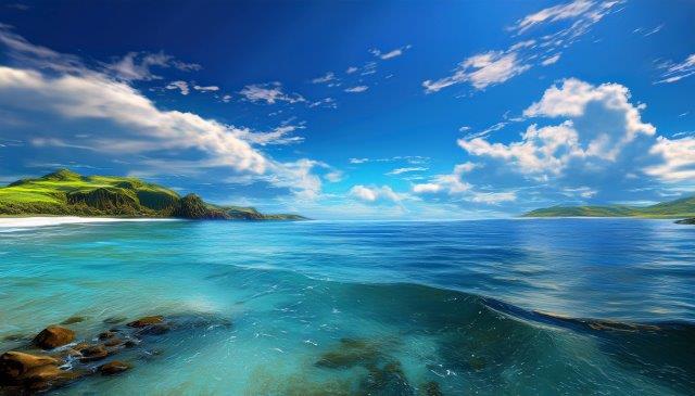 真っ青な空と海