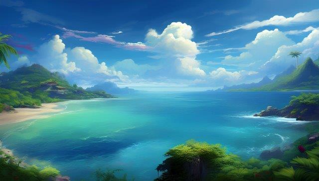 真夏の海と入道雲