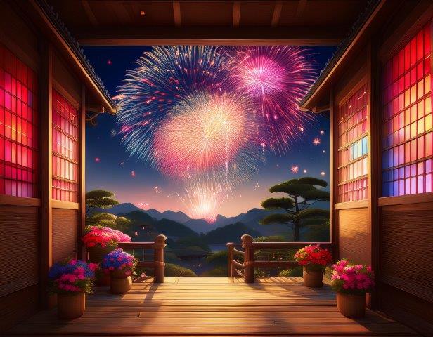 遊郭と花火