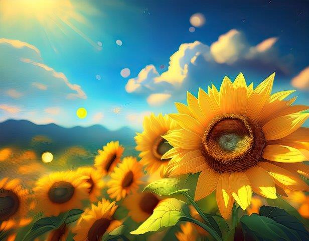 向日葵と夏空